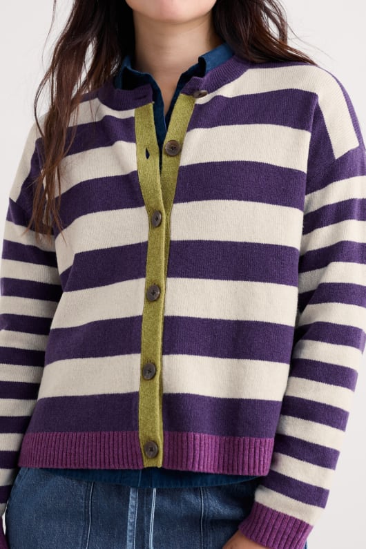 pinwell cardigan a righe realizzate con lana dagnello