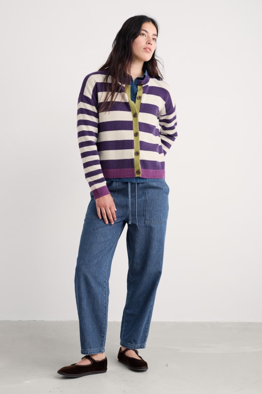 pinwell cardigan a righe realizzate con lana dagnello