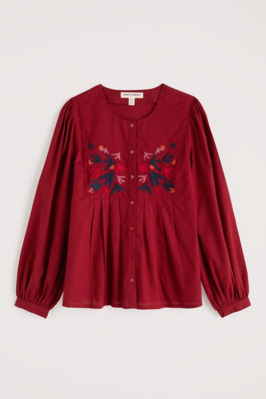 thornapple ricamato camicia in gots-cotone organico certificato