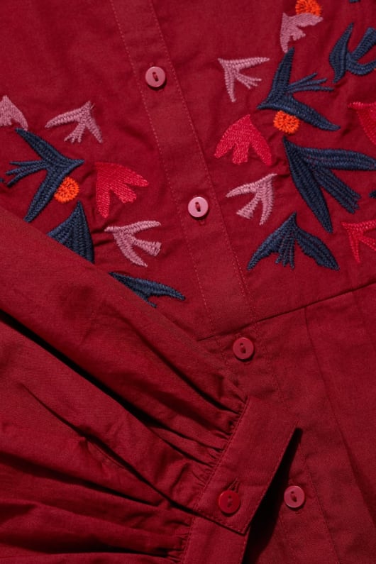 thornapple ricamato camicia in gots-cotone organico certificato